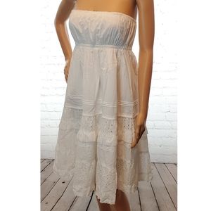 J. Crew White Strapless Layered Eyelet Dress